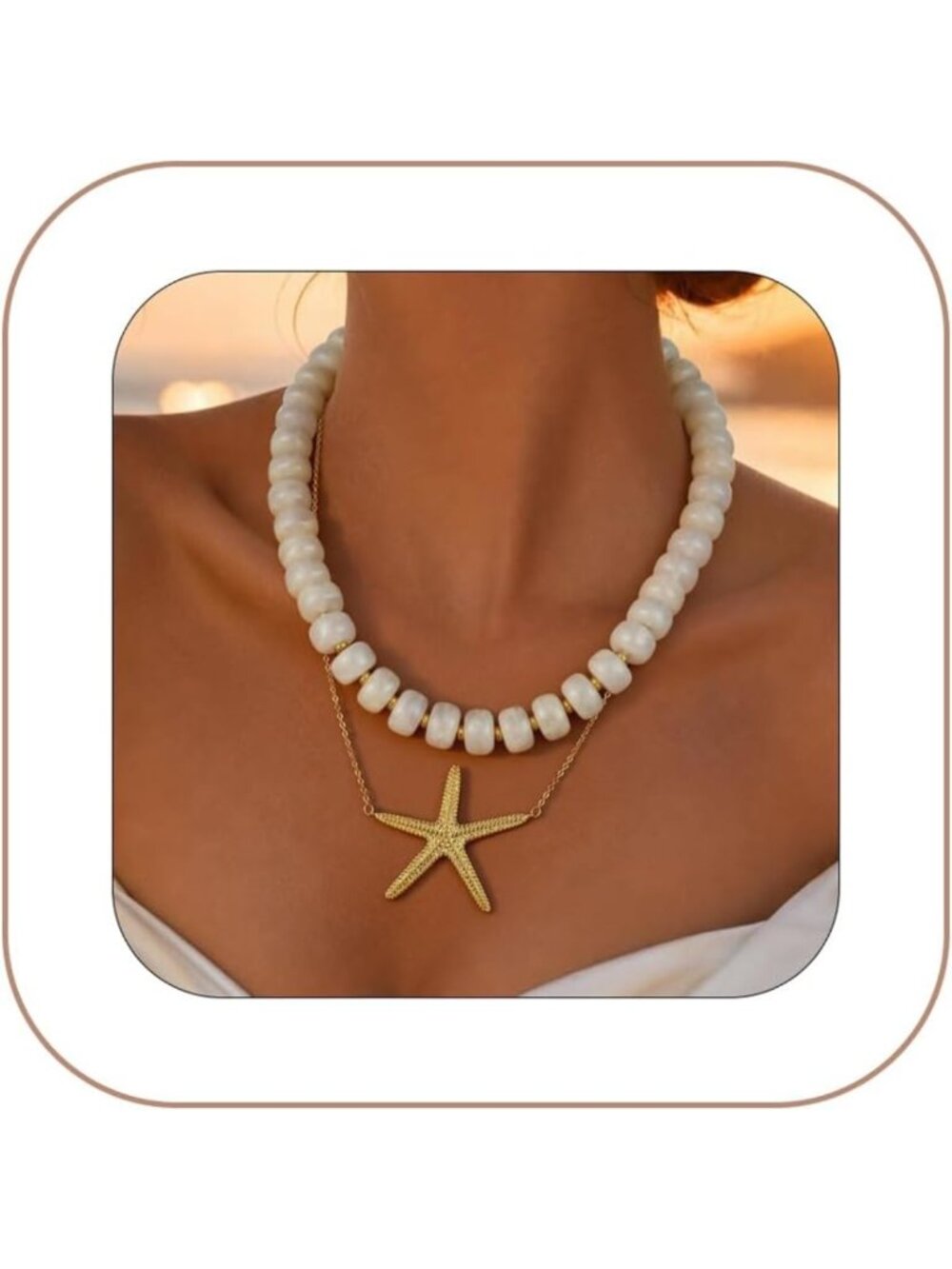 Gold Star Beaded Choker Necklace for Women | Adjustable Boho Jewelry